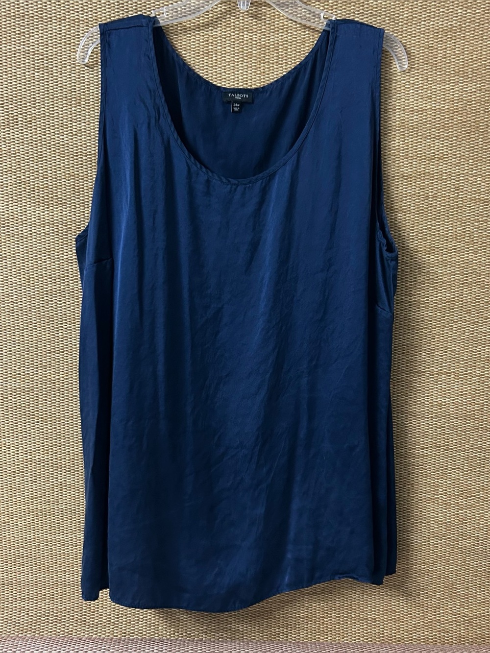 Talbots Tank Top Women’s 24W Blue 100% Silk READ